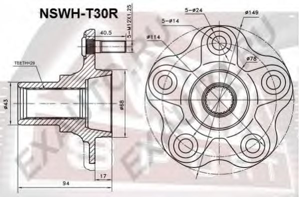 Ступица колеса ASVA NSWH-T30R