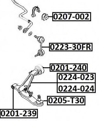 ремонтный комплект, несущие / направляющие шарниры ASVA 0205-T30