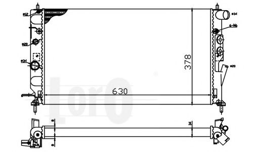 Радиатор, охлаждение двигателя LORO 037-017-0016