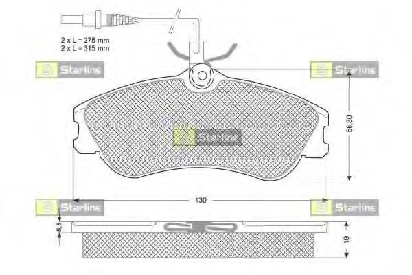 Комплект тормозных колодок, дисковый тормоз STARLINE BD S035