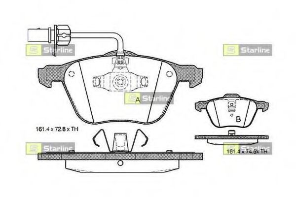 Комплект тормозных колодок, дисковый тормоз STARLINE BD S312P