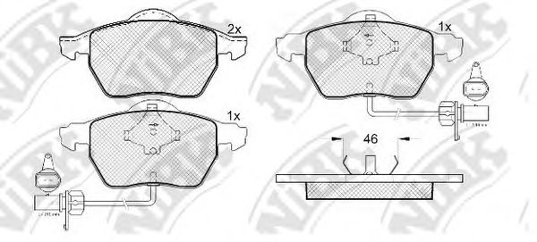 Комплект тормозных колодок, дисковый тормоз NiBK PN0188W