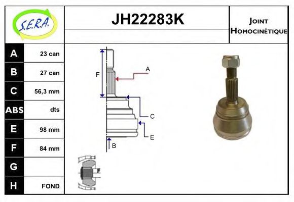 Шарнирный комплект, приводной вал SERA JH22283K