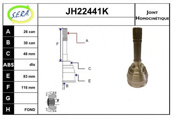 Шарнирный комплект, приводной вал SERA JH22441K