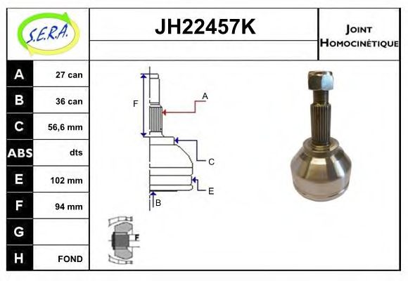 Шарнирный комплект, приводной вал SERA JH22457K