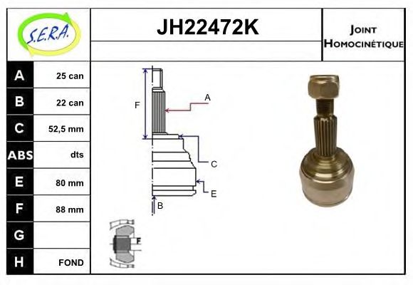 Шарнирный комплект, приводной вал SERA JH22472K