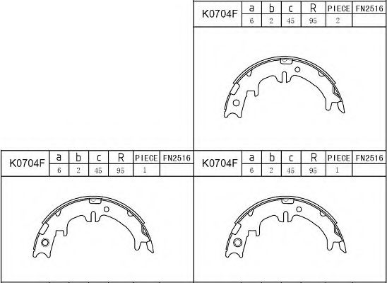 Комплект тормозных колодок, стояночная тормозная система ASIMCO K0704F