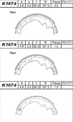 Комплект тормозных колодок ASIMCO K1674