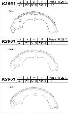 Комплект тормозных колодок ASIMCO K2661
