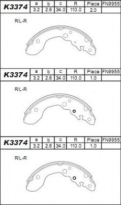 Комплект тормозных колодок ASIMCO K3374