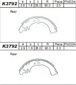 Комплект тормозных колодок ASIMCO K3792