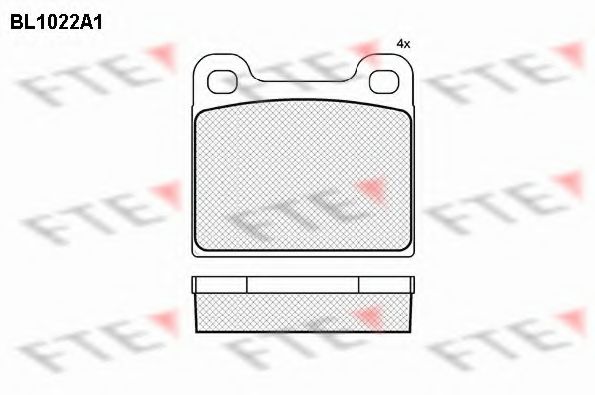 Комплект тормозных колодок, дисковый тормоз FTE BL1022A1