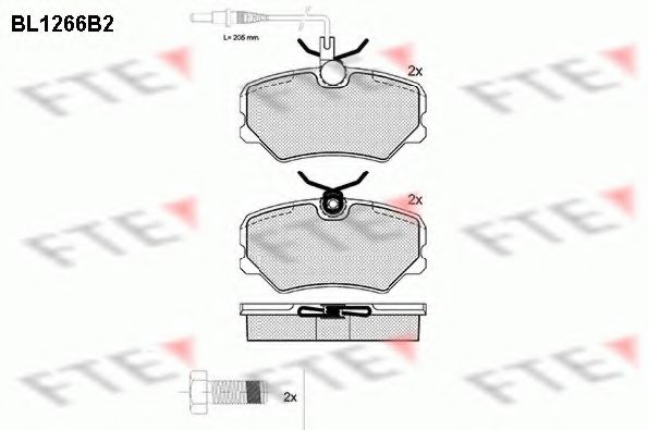 Комплект тормозных колодок, дисковый тормоз FTE BL1266B2