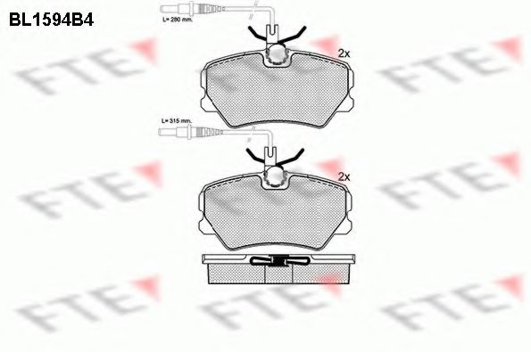 Комплект тормозных колодок, дисковый тормоз FTE BL1594B4