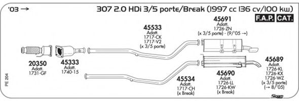 Система выпуска ОГ AKS DASIS SGPE204