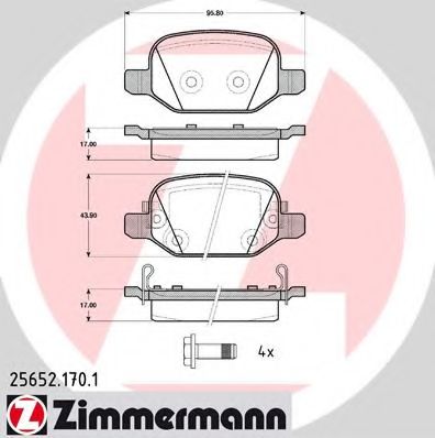 Комплект тормозных колодок, дисковый тормоз ZIMMERMANN 25652.170.1