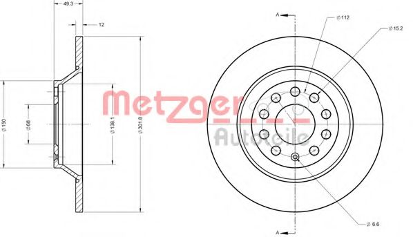 Тормозной диск METZGER 6110136