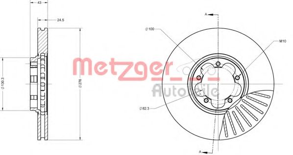 Тормозной диск METZGER 6110314