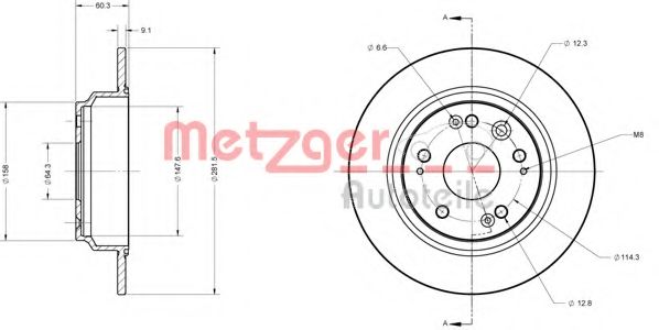 Тормозной диск METZGER 6110392