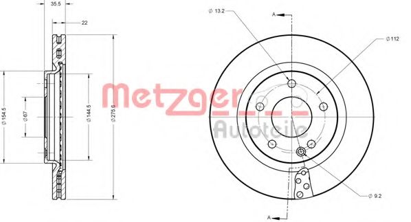 Тормозной диск METZGER 6110479