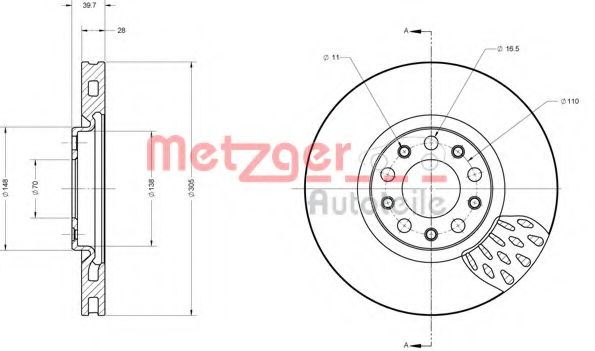 Тормозной диск METZGER 6110558