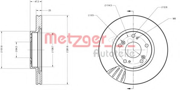 Тормозной диск METZGER 6110599