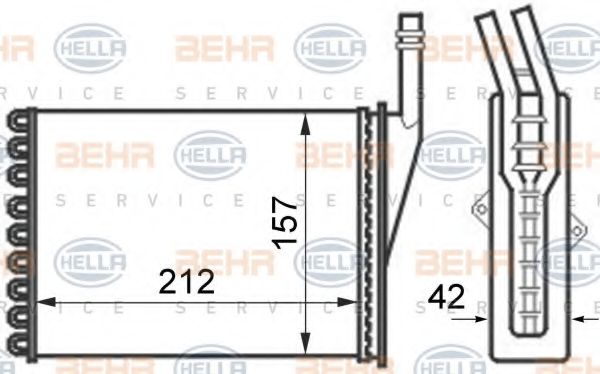 Теплообменник, отопление салона BEHR HELLA SERVICE 8FH 351 024-351