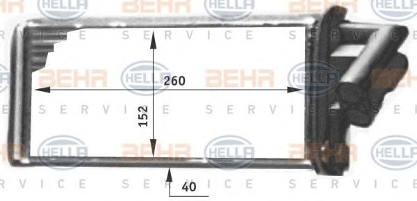 Теплообменник, отопление салона BEHR HELLA SERVICE 8FH 351 311-711