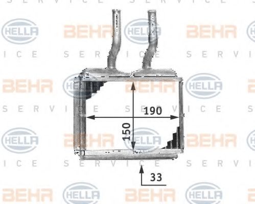 Теплообменник, отопление салона BEHR HELLA SERVICE 8FH 351 313-021