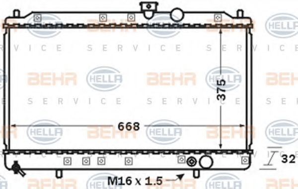 Радиатор, охлаждение двигателя BEHR HELLA SERVICE 8MK 376 704-711