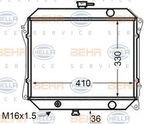 Радиатор, охлаждение двигателя BEHR HELLA SERVICE 8MK 376 705-521