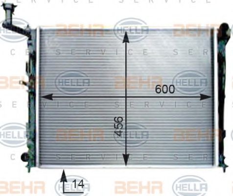 Радиатор, охлаждение двигателя BEHR HELLA SERVICE 8MK 376 754-521