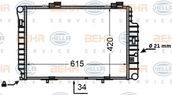 Радиатор, охлаждение двигателя BEHR HELLA SERVICE 8MK 376 769-721