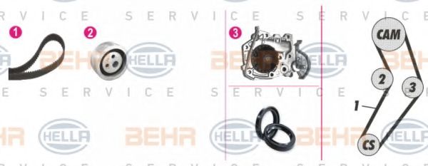 Водяной насос + комплект зубчатого ремня BEHR HELLA SERVICE 8MP 376 801-871