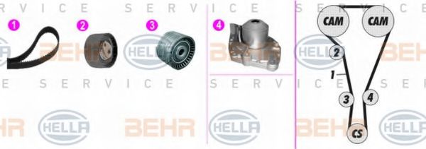 Водяной насос + комплект зубчатого ремня BEHR HELLA SERVICE 8MP 376 816-861