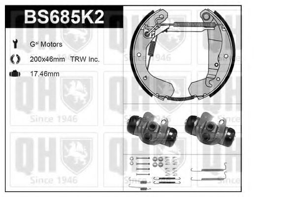 Комплект тормозов, барабанный тормозной механизм QUINTON HAZELL BS685K2