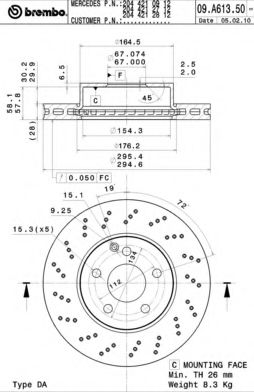 Тормозной диск BREMBO 09.A613.51