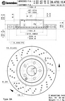 Тормозной диск BREMBO 09.A732.11