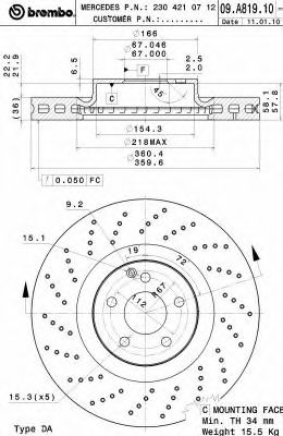 Тормозной диск BREMBO 09.A819.11