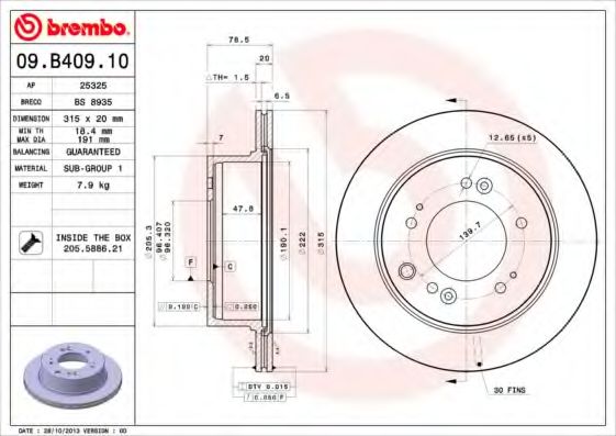 Тормозной диск BREMBO 09.B409.10