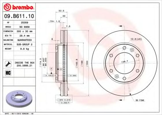 Тормозной диск BREMBO 09.B611.10