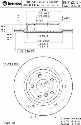 Тормозной диск BREMBO 09.R122.11