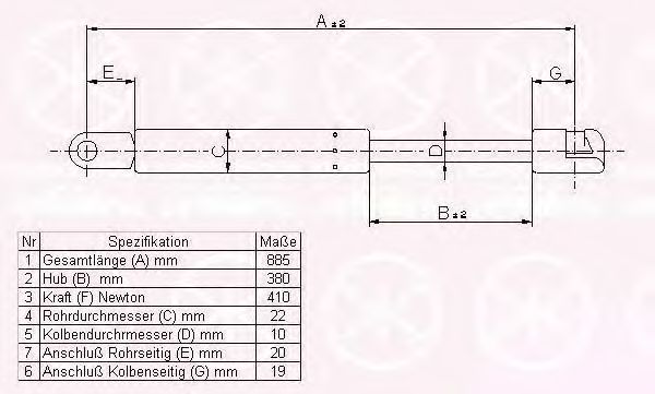 Газовая пружина, капот KLOKKERHOLM 00122800