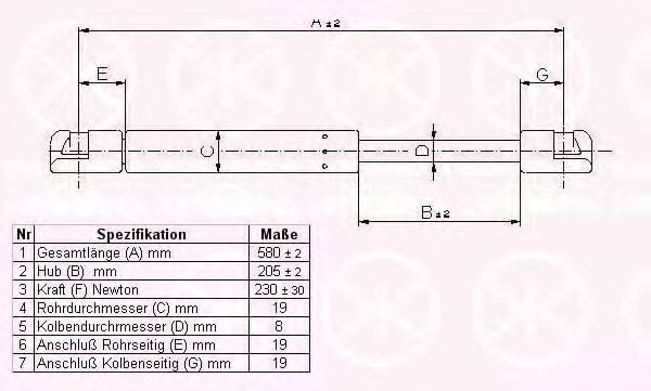 Газовая пружина, капот KLOKKERHOLM 35172800