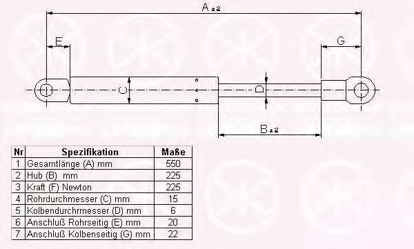 Газовая пружина, капот KLOKKERHOLM 65252800