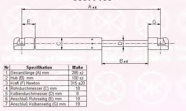 Газовая пружина, крышка багажник KLOKKERHOLM 66077100