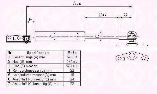 Газовая пружина, крышка багажник KLOKKERHOLM 81127121