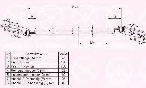 Газовая пружина, крышка багажник KLOKKERHOLM 81547102