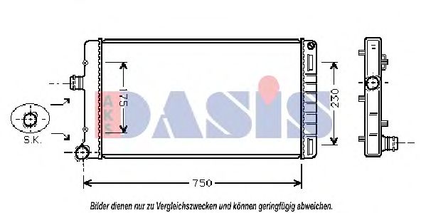 Радиатор, охлаждение двигателя AKS DASIS 080048N