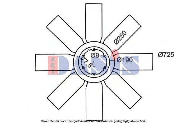 Крыльчатка вентилятора, охлаждение двигателя AKS DASIS 298000N
